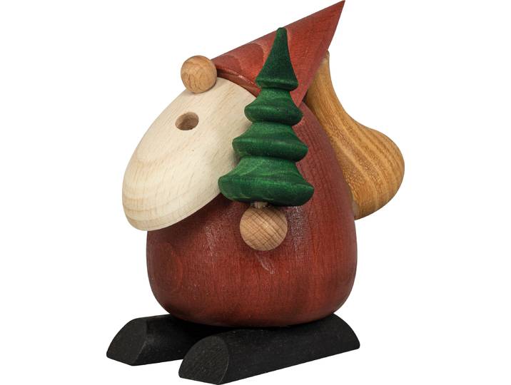 Räuchermännchen SAICO ORIGINAL Weihnachtsmann-Baumlieferservice , braun (rot), H:11cm L:10cm T:10cm, Holz, Räucherdeko, Räuchermännchen, BxHxT: 10x11x10 cm