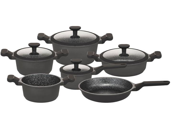 Topf-Set HANSEATIC Black Edition, mit langlebiger VITAFLON GRANIT Antihaft-Versiegelung , schwarz, 3 l, Töpfe, Kochtopf-Set im modernen Design mit formschönen Soft-Touchgriffen