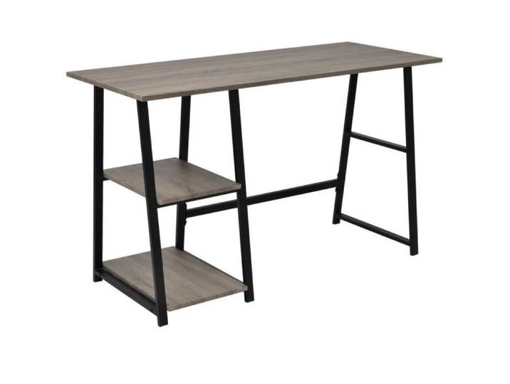 Bureau Table de Bureau avec 2 étagères Gris et chêne