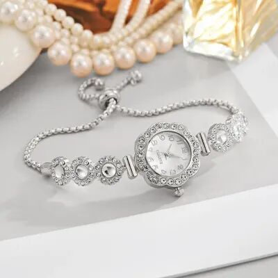 Youfap Market Fashion Ladies Quartz Wristwatch, Elegant Rhinestone Women Watches, Girls Bracelet Strap Gift Clock silver