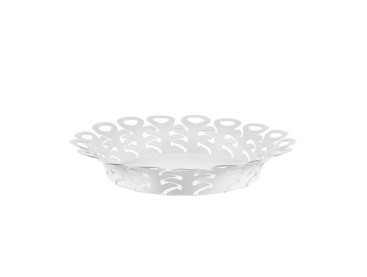 Alessi - BM21/25 W - Centre de Table Design Perforé\, en Acier Coloré avec Résine Epoxy\, Diamètre 27cm\, Blanc