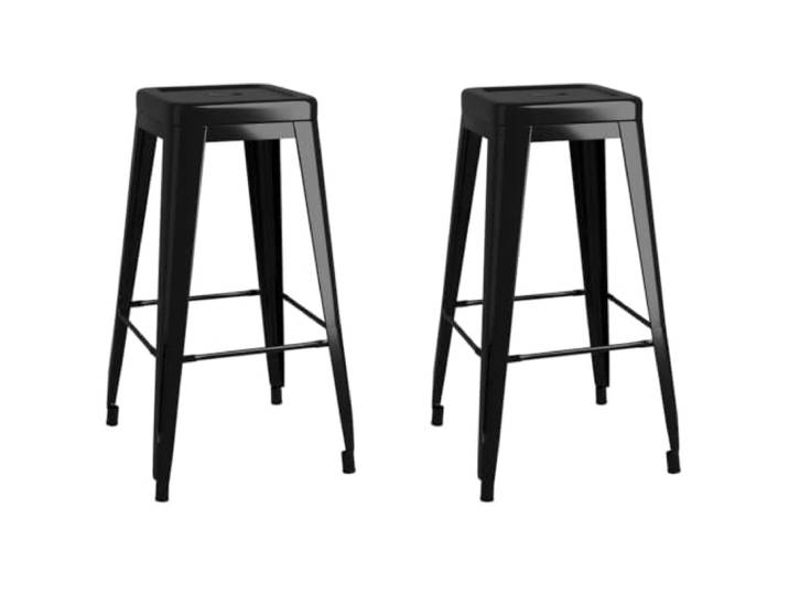 UYPTERF Barhocker Stapelbar 2 STK. Schwarz Metall Metall lackiert, verstärkte Querstrebe, Fußstütze, max. 110 kg pro Sitzplatz, stapelbar, industrieller Stil