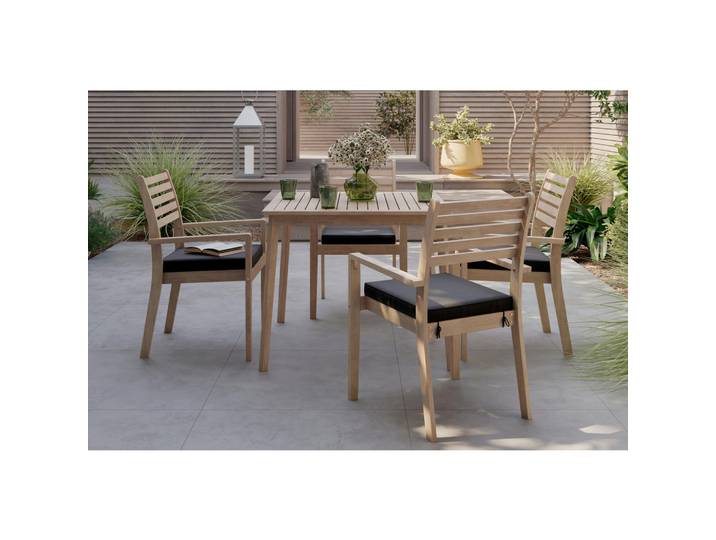 Ambia Garden Gartentischgruppe, Teakfarben, Holz, Akazie, Hartholz, Füllung: Komfortschaum, quadratisch, Säule, 90x65x75 cm, stapelbar, Gartenmöbel, Gartengarnituren, Gartenmöbel-Sets