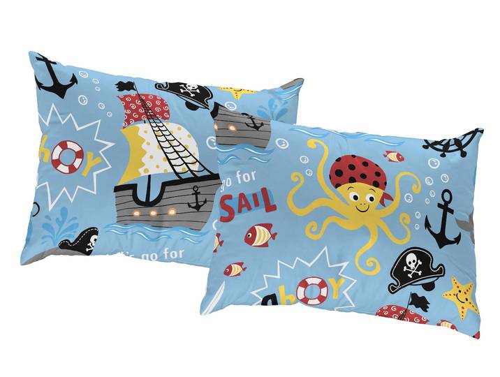 Dekokissen ADAM Pirates Gr. 2, blau (bedruckt), B:60cm L:40cm, Obermaterial: 100% Baumwolle, Dekokissen_Sitzkissen_Kissenhüllen, Dekokissen, GOTS-zertifiziert
