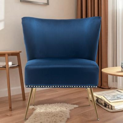 "25"" Polyester Armless Printed Cloth Accent Slipper Chair with Metal Legs and Modern Upholstered Design"