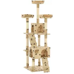 vidaXL Lewis (170 cm, Beige mit Pfotenabdruck), Katzenbaum
