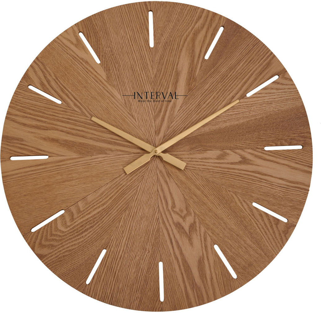 Interval Wood Wall Clock Brown 60cm W X 60cm H X 1cm D