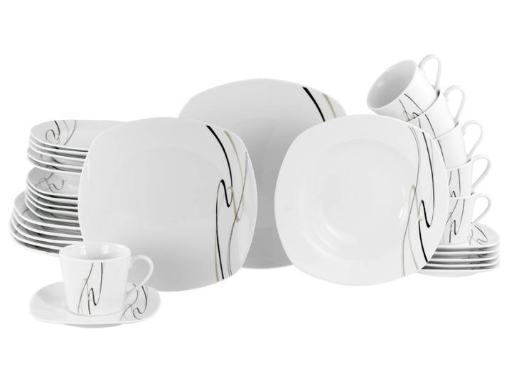 creaTable Kombiservice 30-tlg AMELIE PIAZZA, Weiß, Porzellan