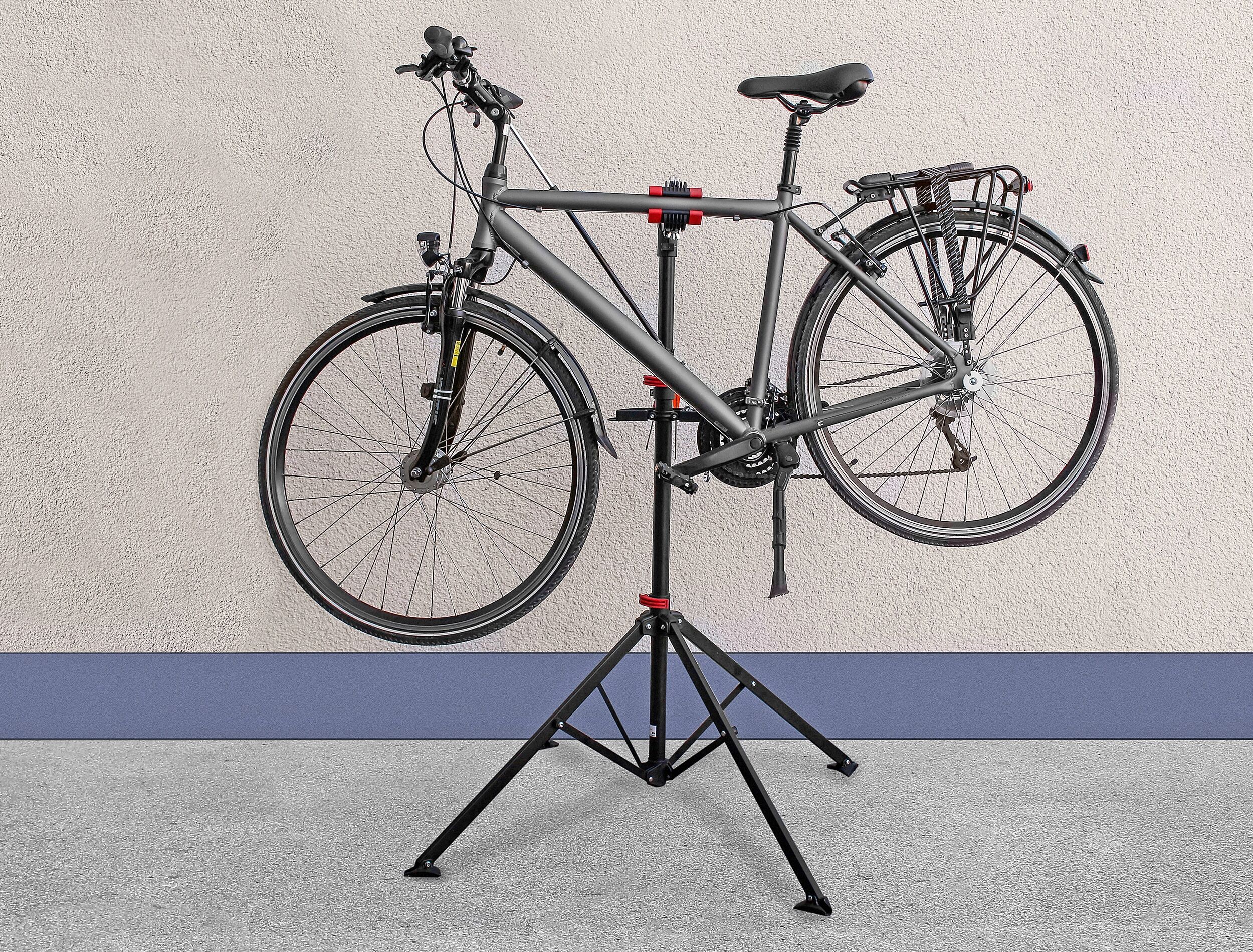 Fahrrad-Montageständer EUFAB "EUFAB 16414 PROFI", schwarz, Kunststoff, Stahl, Montageständer, Fahrrad-Montageständer schwarz Einheitsgröße