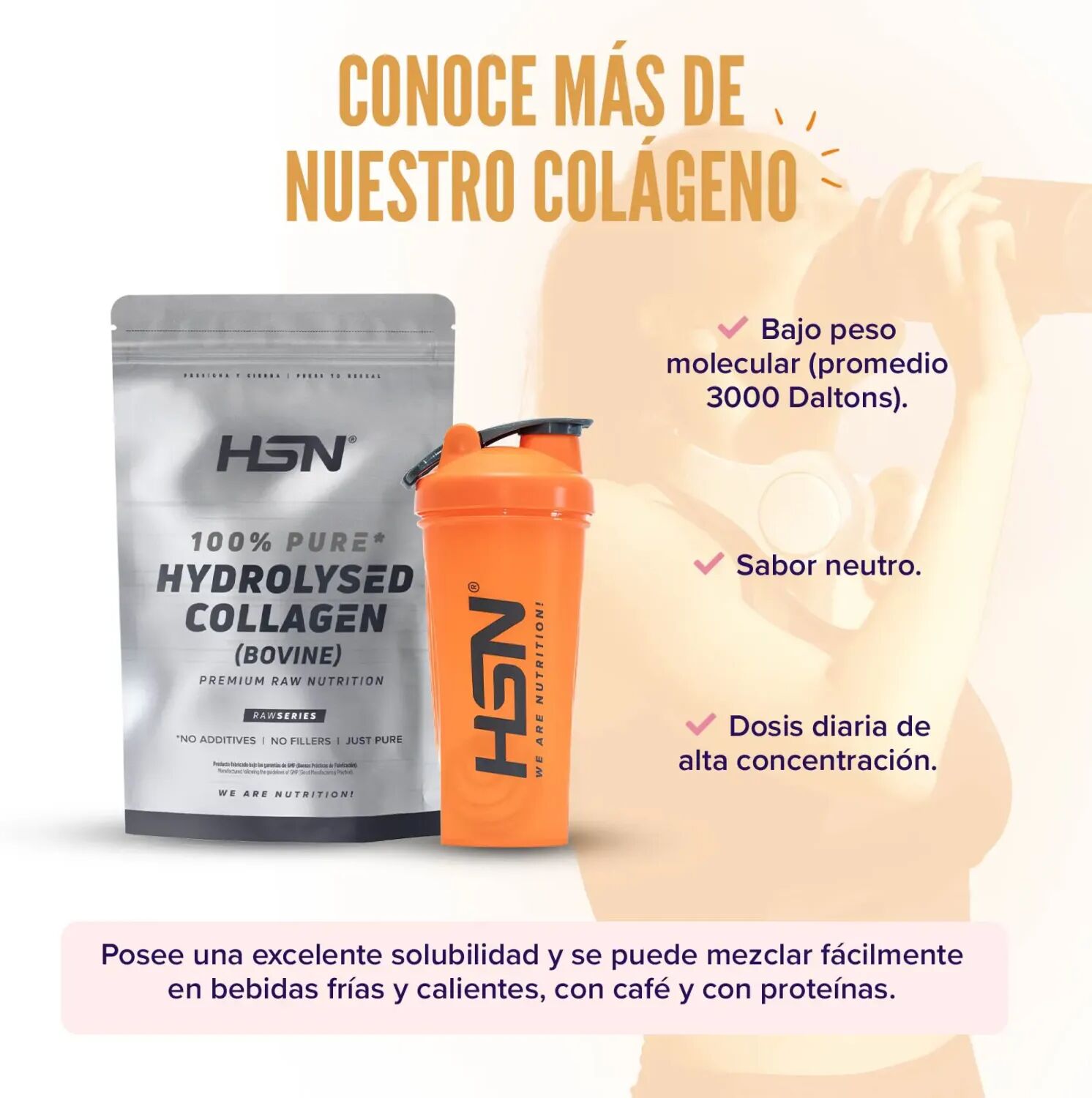 HSN Colágeno hidrolizado (bovino) en polvo 150g - Huesos y articulaciones - Polvo - 15  Servicios