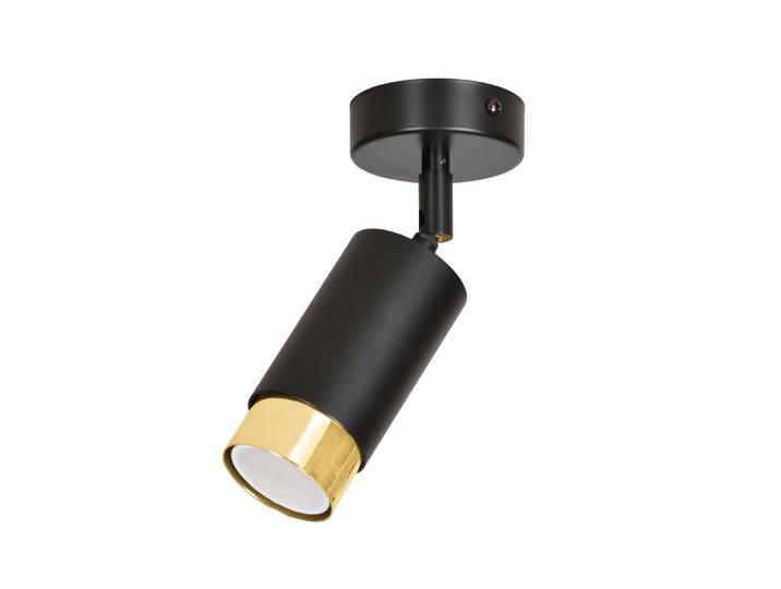 Spot de plafond moderne orientable cylindrique noir et doré