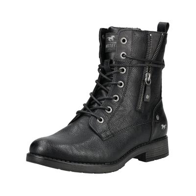 Schnürstiefelette MUSTANG SHOES "Mustang Shoes Stiefelette Lederimitat", Damen, Gr. 38, schwarz, Lederimitat, Schuhe Schnürstiefelette