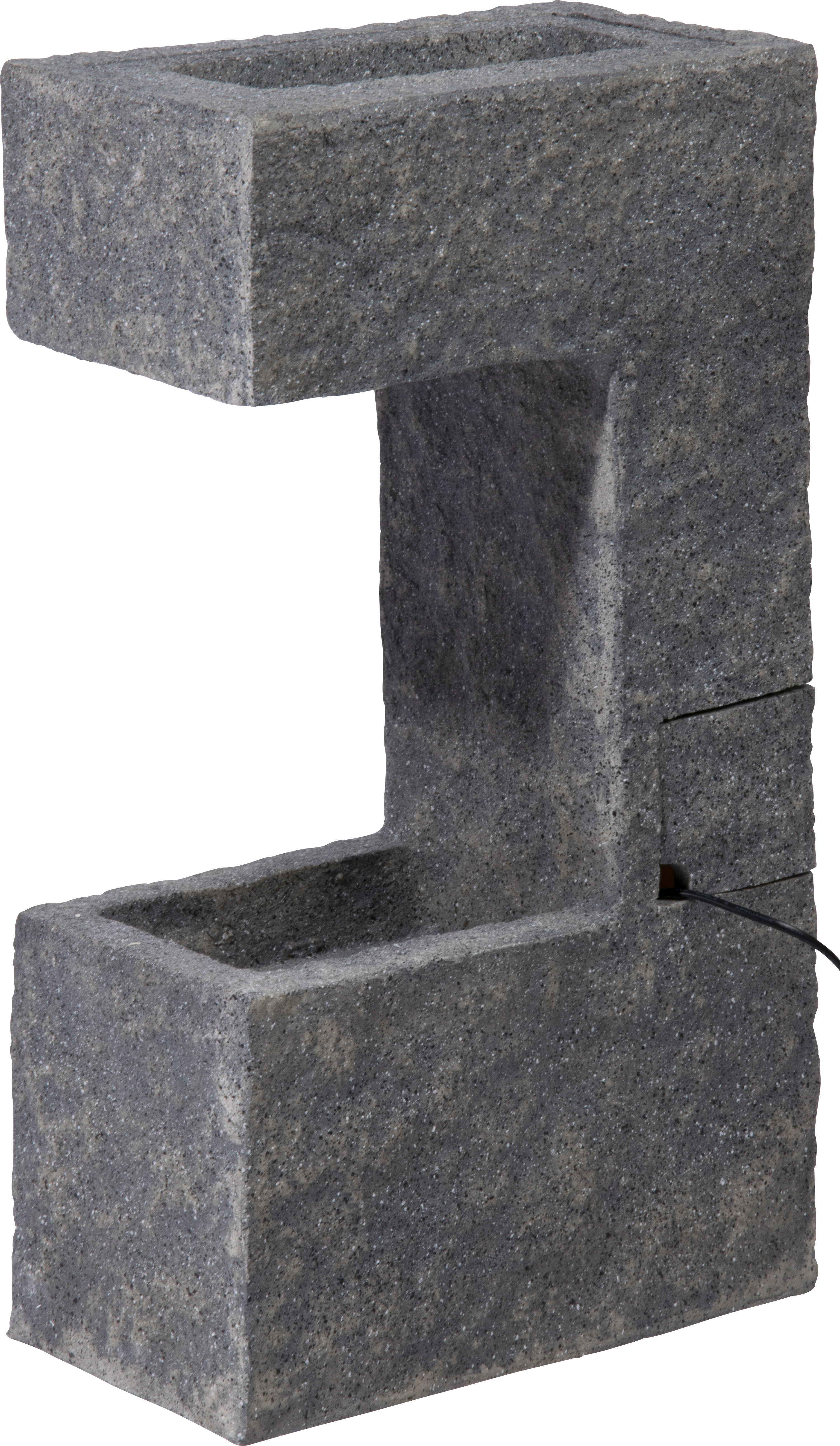 dobar Großer Design-Gartenbrunnen mit Pumpe und LEDŽs, dekorativer Wasserfall mit Pflanzkasten aus Kunststein, 39 x 20,5 x 70 cm, grau