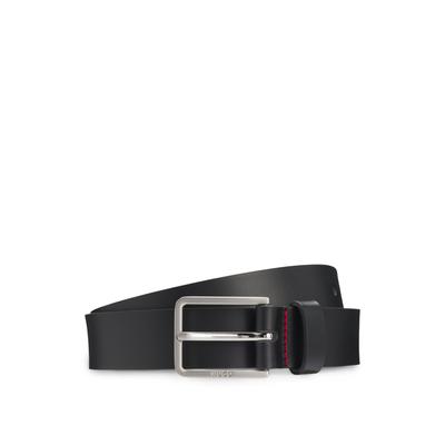 Ledergürtel HUGO "Gael Sz30", Herren, Gr. 120, schwarz (schwarz 001), Leder, unifarben, Gürtel Ledergürtel, mit Logoprägung