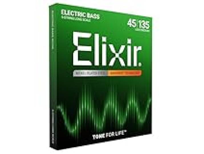 Cordes Elixir® en Acier plaqué Nickel avec revêtement NANOWEB® pour basse 5 cordes, Long Scale, Light/Medium (.045-.135)
