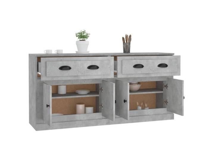 Buffet bas - SALUTUYA - J2469 - 2 pcs - Gris béton - Bois d'ingénierie - 70 cm