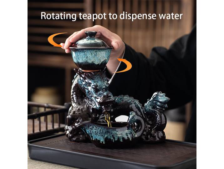 1 ensemble, service à thé paresseux créatif, théière dragon semi-automatique, service à thé à conducteur d'eau rotatif magnétique, service à thé Kung Fu chinois