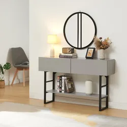 Konsolentisch Varberg 75x120x30 cm Hellgrau [en.casa]