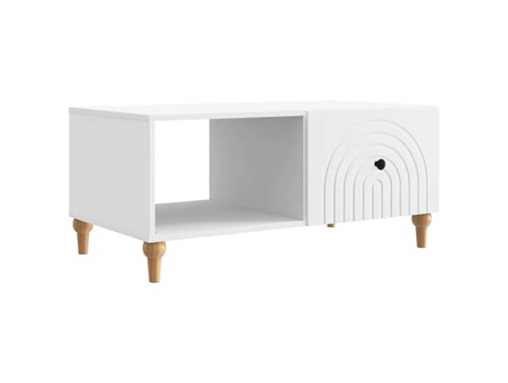 KUTYWEXFM Couchtisch Weiß 90x50x40 cm Holzwerkstoff Wohnzimmertisch Praktische Ablage für Ordnung im Wohnzimmer: Zwei offene Fächer bieten Platz für Zeitschriften, Dekoration und Zubehör.
