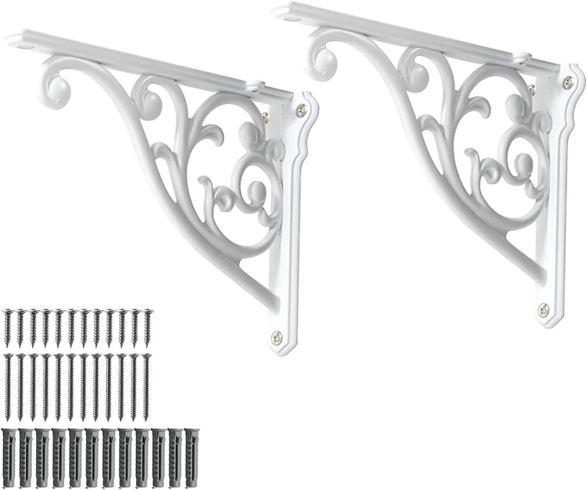 Wit Decoratieve Barok Plankbeugels - Wandsteunen voor Planken - 20 cm