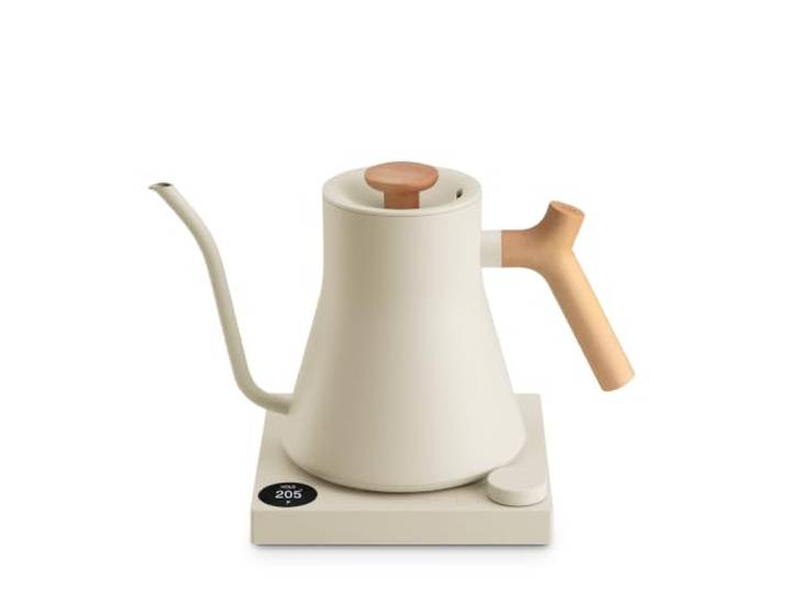 Fellow Stagg EKG Pro Schwanenhals Wasserkocher, Farb-LCD, Edelstahl Temperatureinstellung 40-100°C, Warmhaltefunktion, 304 Edelstahl, Pour-Over Kaffee & Tee, Walnussgriff, Programmierbar