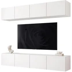 WOHNWAND ANGEL I Mattweiß hängend mit LED-Beleuchtung 200 cm