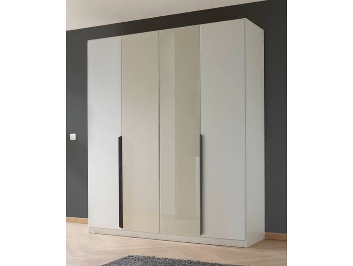 Furnhaus Kleiderschrank Drehtürenschrank Artemis, mit Glastüren, alpinweiß / champagner Drehtürenschrank, Schrank, Kleiderschrank, Breite 185 cm
