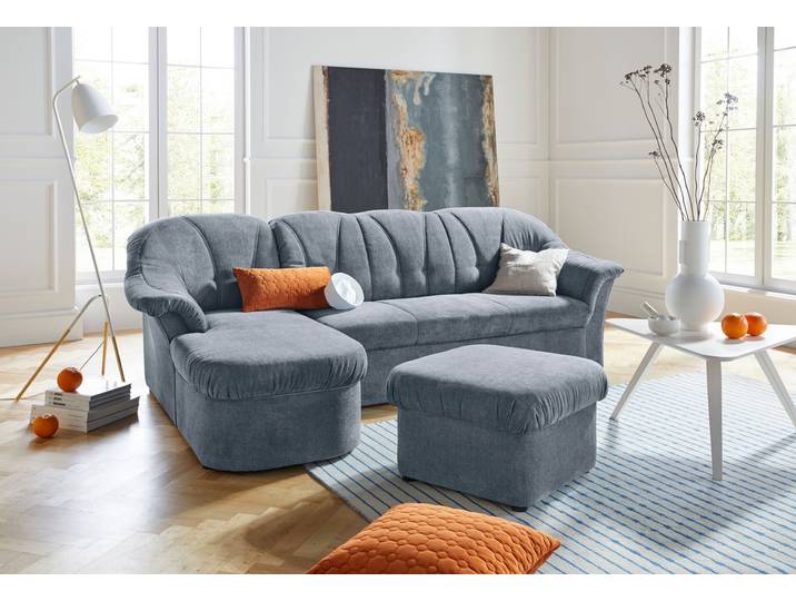 Ecksofa, Chenille-Optik, Grau 238×141 cm, Elegant, Mit Bettfunktion, Modern, Domo-Collection