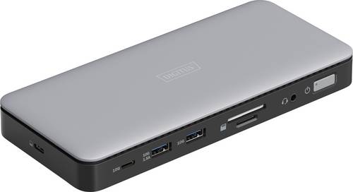 Digitus USB-C Dockingstation DA-70917 inkl. Ladefunktion, integrierter Kartenleser, Unterstützt 8K@30Hz (1x) / 4K@30Hz (2x)