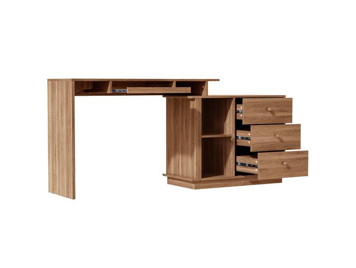 Gisaae Schreibtisch ausziehbarer Multifunktions-Computertisch 110cm, Walnussfarben, 110x75.5x40 cm, Büromöbel, Schreibtische, Schreibtische