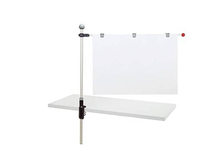 MAUL Planhouder tafel presentator voor posters, plannen, grote sjablonen verstelbare zwenkarm als ophanghaak voor papier A1 bevestiging met klemvoet aan tafel en bureau zwart/grijs