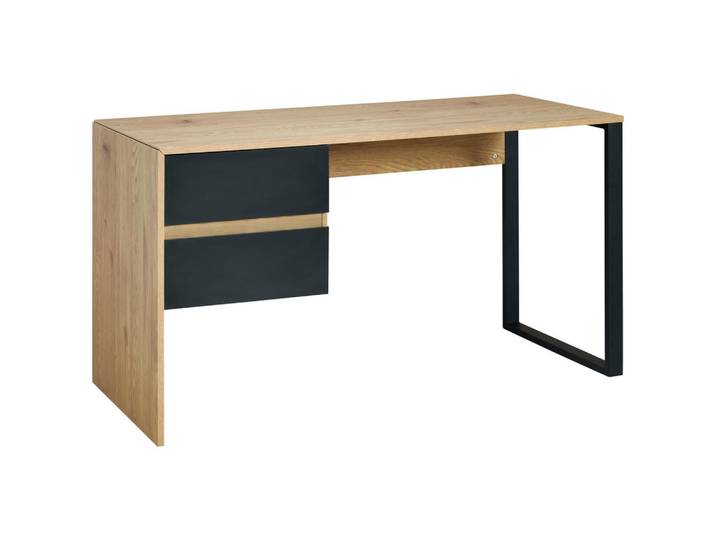 Livetastic Schreibtisch, Eichefarben, Schwarz, Metall, Holzwerkstoff, 1 Schublade(n) Schubladen, rechteckig, Flachrohr, 60x76x140 cm, Bsci, Büromöbel, Schreibtische, Bürotische