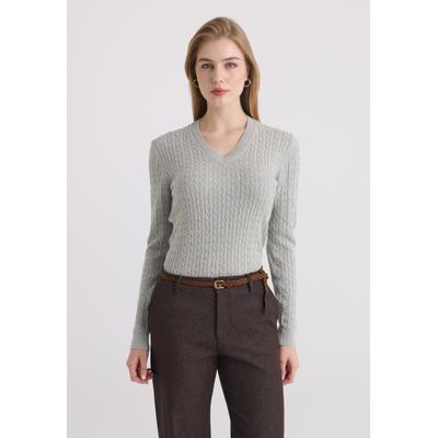 V-Ausschnitt-Pullover FELIX HARDY "V-Ausschnitt-Pullover", Damen, Gr. S, grau, 100% Baumwolle, V-Ausschnitt, Pullover