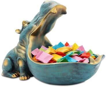 Garvee Whimsical Hippo Resin Serving Bowl Tray - Decorative Hippopotamus Candy & Snack Dish