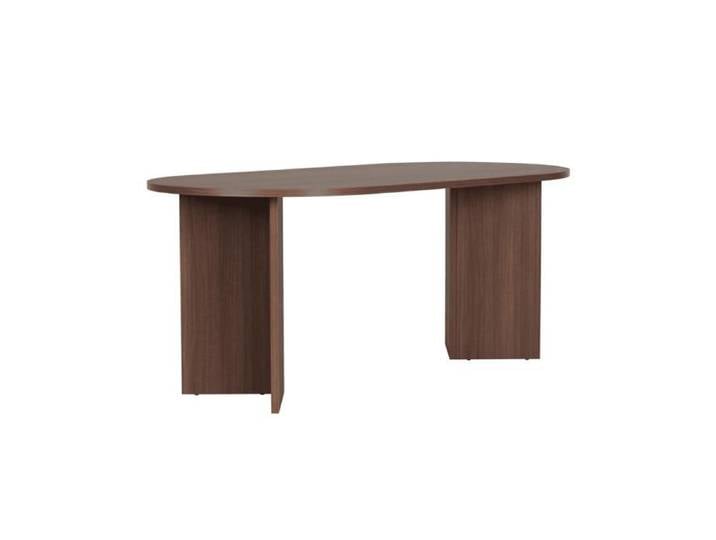 CALICOSY - Table à manger avec bords arrondis L180 cm - SABLE - Noyer