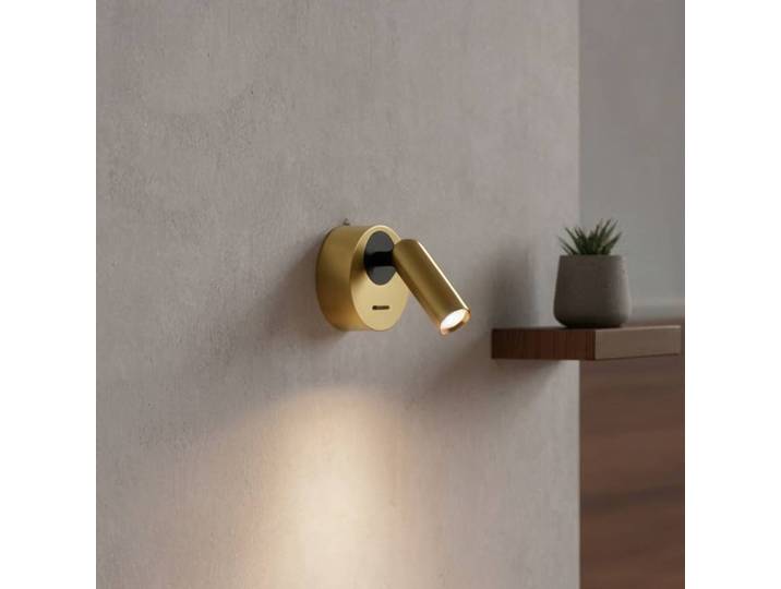 IDEAL LUX Ideal Lux LED-Wandstrahler Bean, Ø 7 cm, messingfarben Bean, messing / gold, für Wohn- / Esszimmer, Metall, Modern