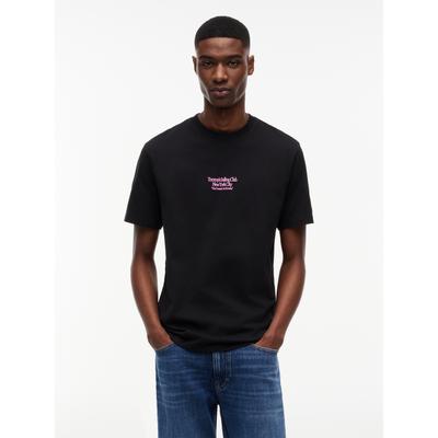 T-Shirt TOMMY JEANS "TJM RELAX FIT SAILBOAT", Herren, Gr. M, schwarz, Single Jersey, Obermaterial: 100% Baumwolle, relaxed fit normal, Rundhals, Shirts T-Shirt, aus Jersey mit Rückengrafik