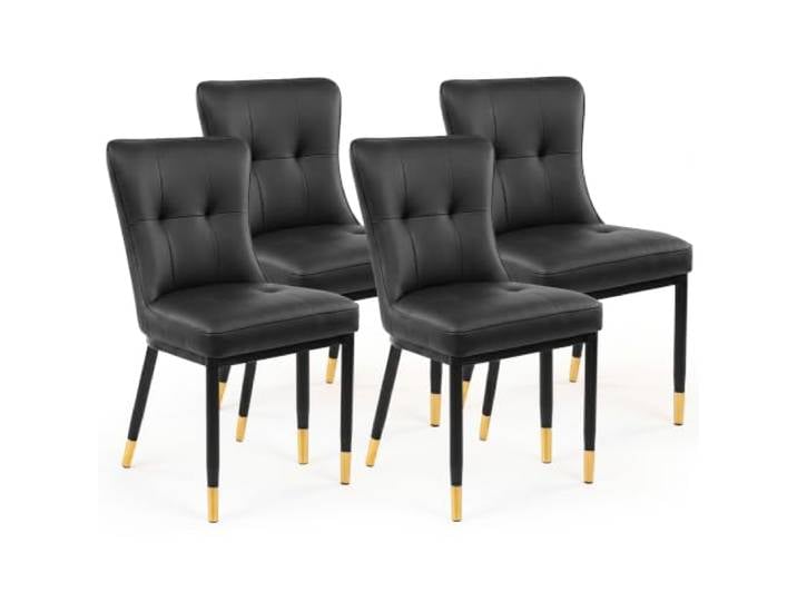 wohnartig Gepolsterter Esszimmerstuhl Modena mit Kunstlederbezug und Metallbeinen – eleganter Stuhl für Esszimmer, Wohnzimmer und Küche (4, Schwarz)