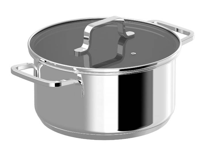 Kochtopf BERGHOFF HELIX 20 ø 20 cm / 3.0 L mit Deckel , silber (schwarz), Ø:20cm, Töpfe, Kochtopf