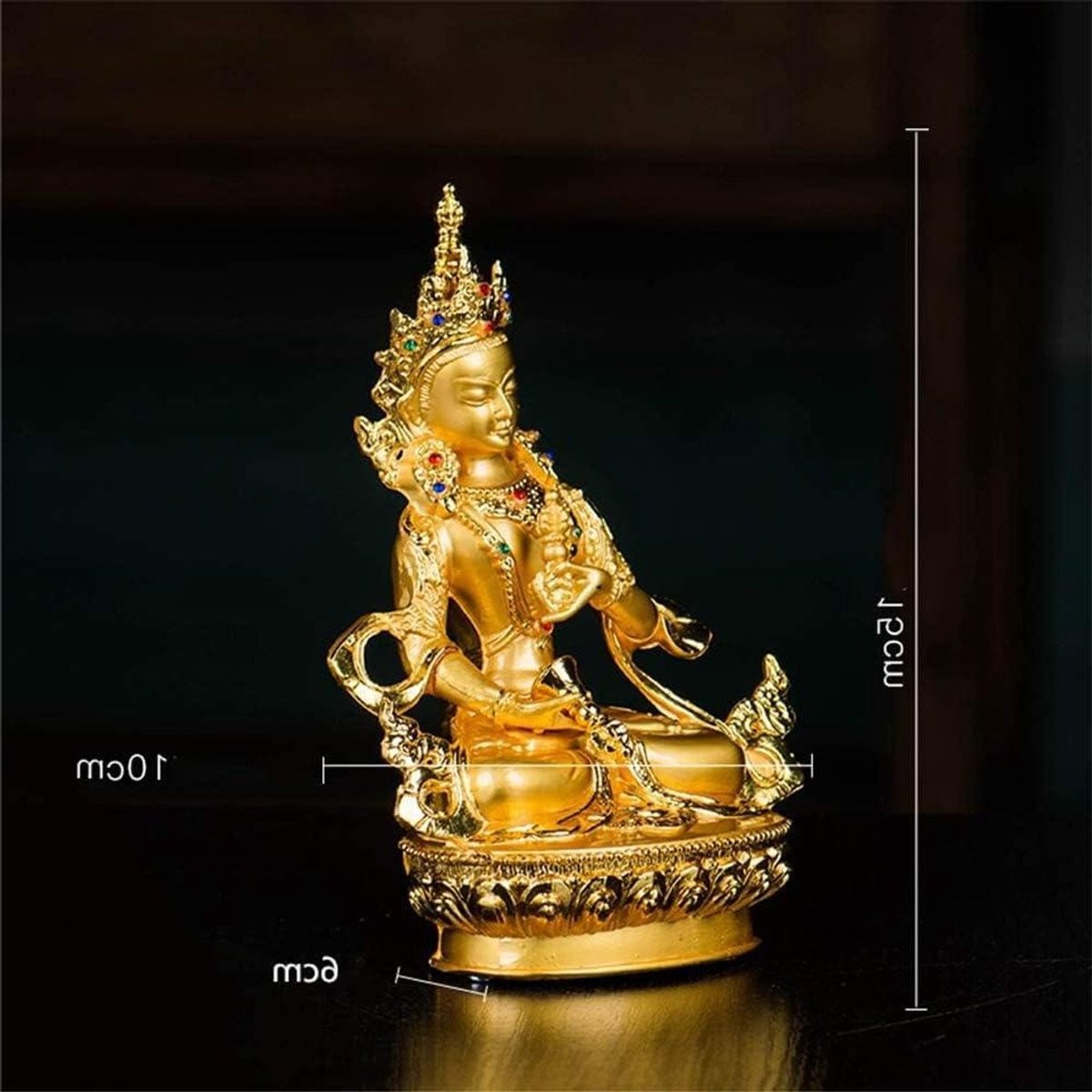 Goudkleurig Boeddhabeeld voor Zen decoratie, Hoogte: 15 cm