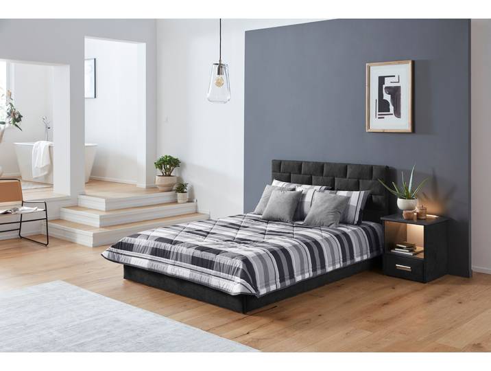 Tagesdecke, schwarz (anthrazit, grau, weiß, schwarz), B:195cm L:225cm, Polyester, WESTFALIA SCHLAFKOMFORT, Tagesdecken, Tagesdecke