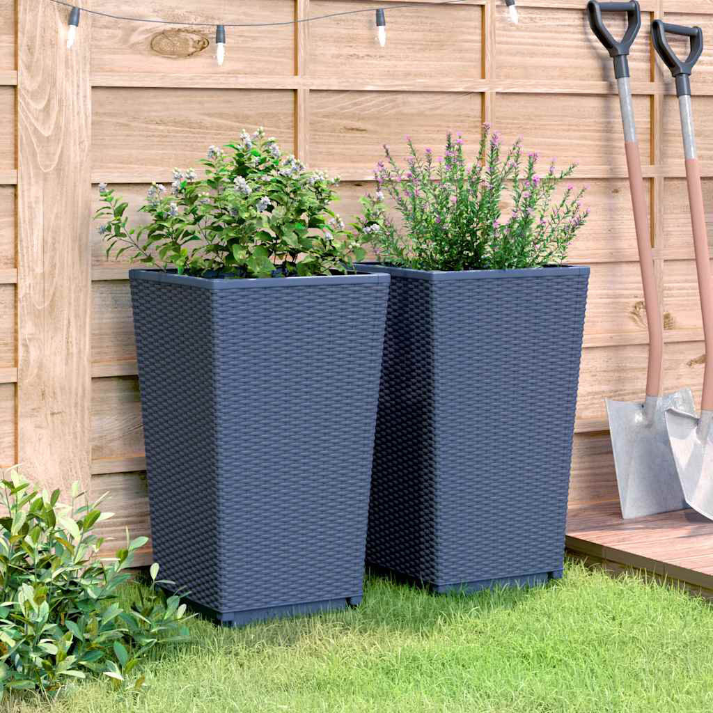 Latitude Run Aishini Outdoor Pot Planter Blue Grey 57cm H X 32.5cm D