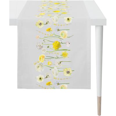 Tischläufer APELT "6403 SPRINGTIME, Frühjahrsdeko, Frühling", bunt (grau, bunt), B:42cm L:140cm, Baumwolle, Polyester, Tischdecken, Digitaldruck
