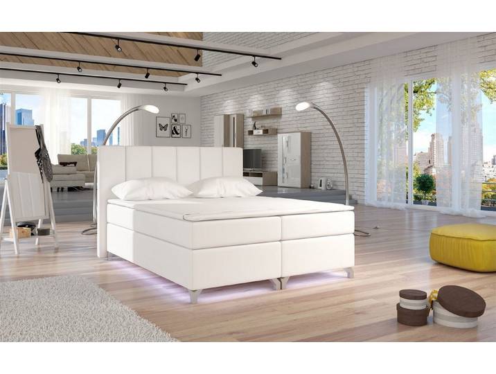 Fun Möbel Boxbett Schlafzimmerbett PARMA mit LED (inkl. Bettkästen, inkl. Kaltschaumtopper)