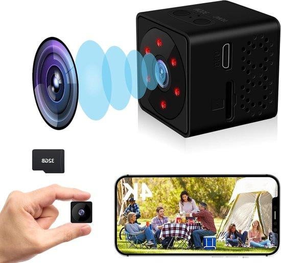 Bextgoo Mini Beveiligingscamera met 4K Ultra HD en 32GB Geheugenkaart - Zwart