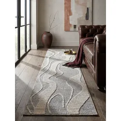 Läufer abstrakt Grau 78 x 230 cm - LEAM   Kadima Design