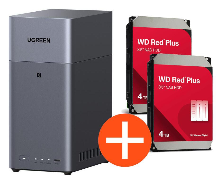 UGREEN NASync DH2300 NAS System 2-Bay 8TB inkl. 2x WD WD40EFPX NAS HDD - 4 TB