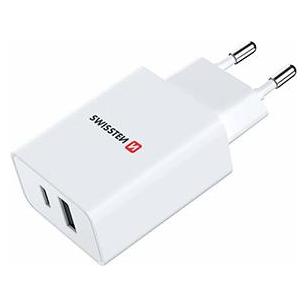 Swissten Netzadapter 30W, 2 Ports, USB-C, USB-A, GaN-Schnellladefunktion (30 W, 2 Ports) (58782707)