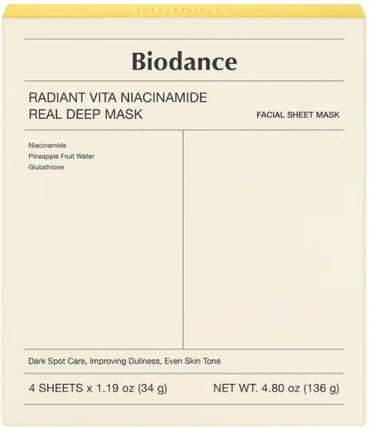 Biodance Radiant Vita Niacinamide Real Deep Mask 4 x 34g