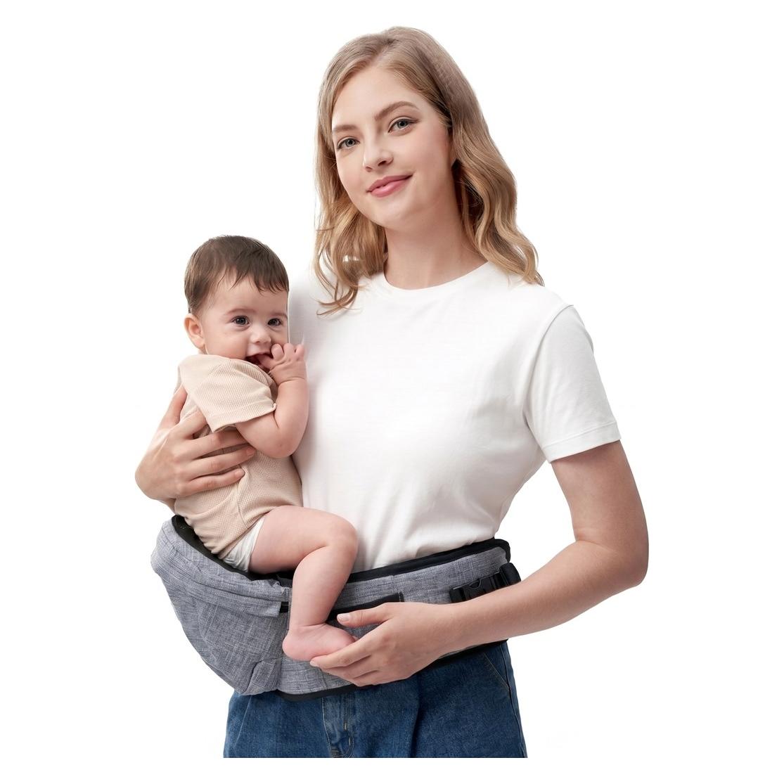 Momcozy Hüftsitz Babytragetasche Grau Mitte (MOMCOZY)